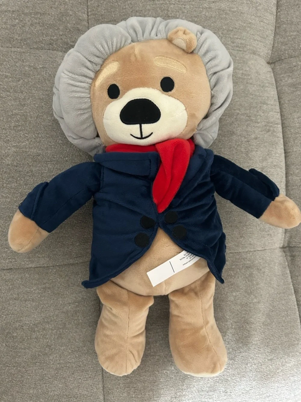 Plush Lion in Navy Jacket with Red Scarf